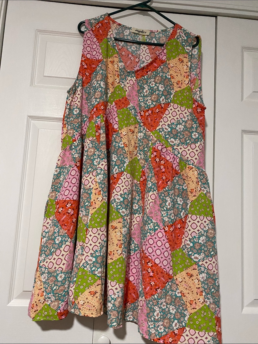 Sleeveless Patchwork Print Casual Dress - Multicolor